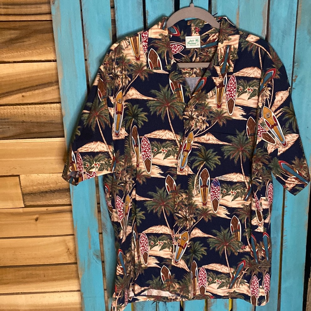 Vintage Jade Fashions Made in Hawaii Hawaiian shirt size XL surfboards